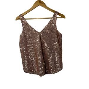 Loft Pink Sequin Sleeveless Tank Top Women's XXS NEW